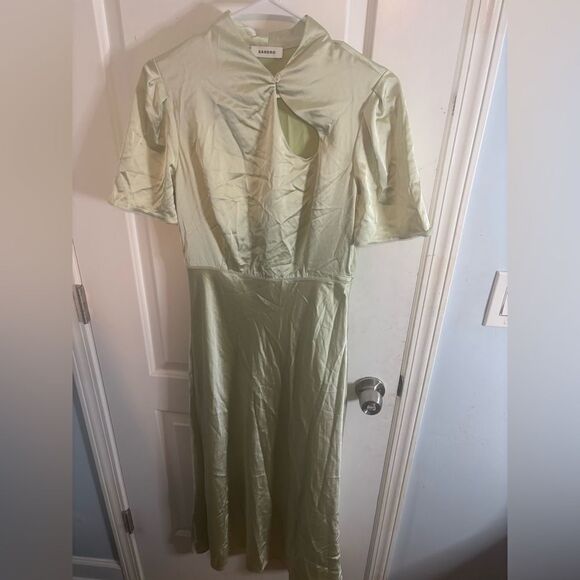 Sandro Rachel Satin Midi Dress light mint green size 38/ us 6 NWOT - Picture 4 of 7